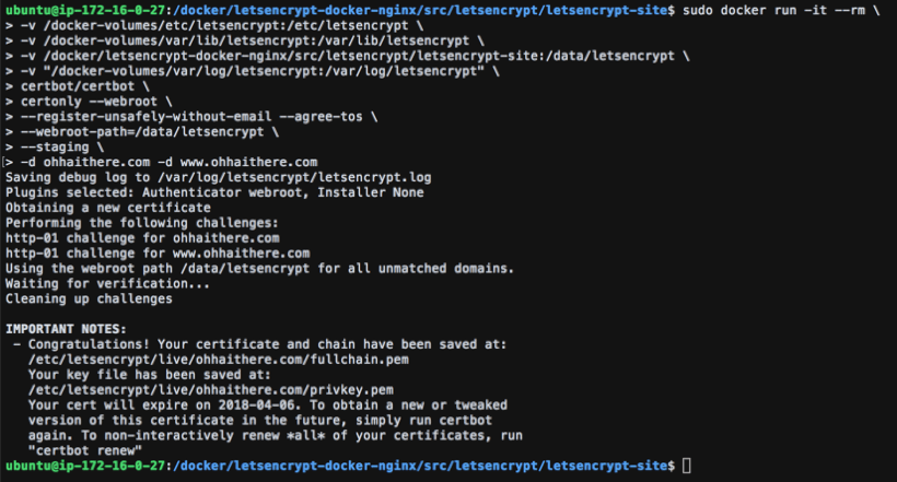 Issue a new Let's Encrypt Certificate with Certbot and Docker in Staging Mode