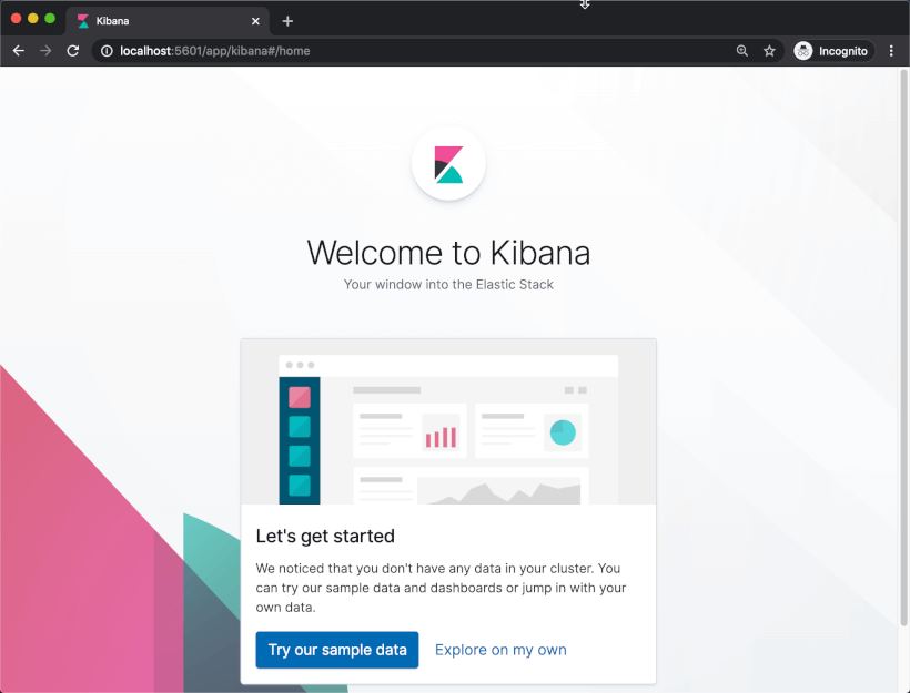 Verify that Kibana is up and running - Logging with ElasticSearch, Kibana, ASP.NET Core and Docker