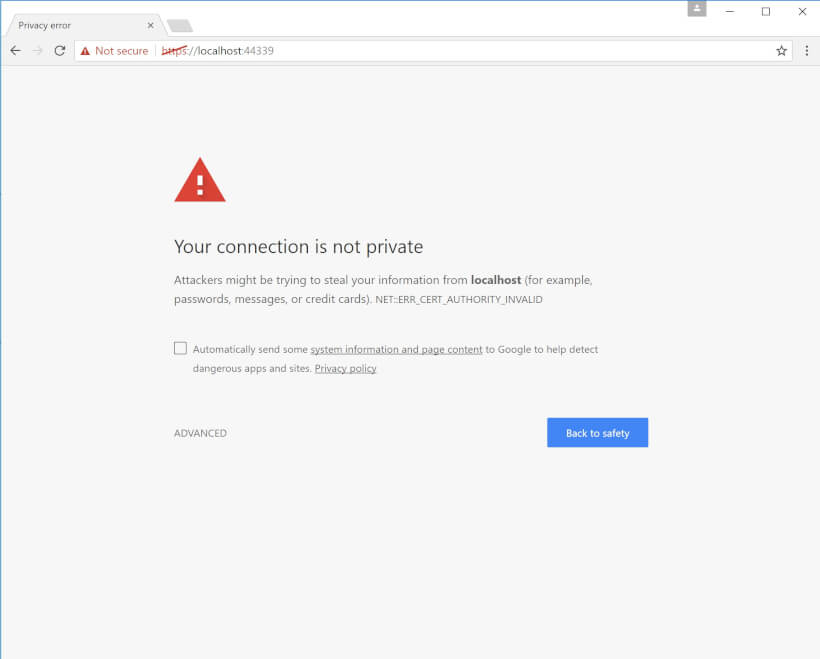 Chrome : Your Connection is Not Private - Develop Locally with HTTPS, Self Signed Certificates and ASP.NET Core